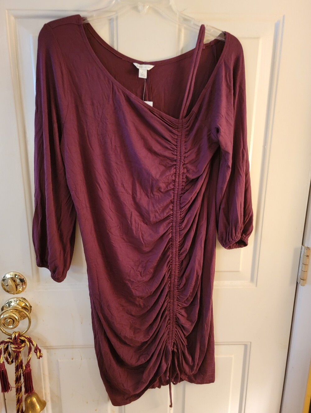 Cato Women’s Ruched Plum Long Sleeve Top